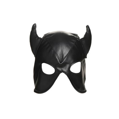 Маска с рогами Master Series: Dungeon Demon Bondage Mask with Horns, черная