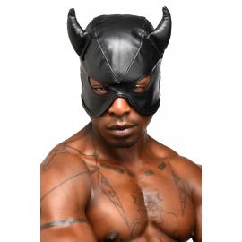 Маска з рогами Master Series: Dungeon Demon Bondage Mask with Horns, чорна - 8