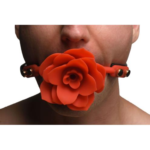 Силиконовый кляп с розой Master Series: Blossom Silicone Rose Gag – Red