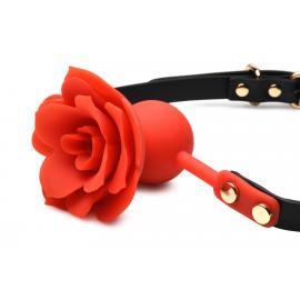 Силіконовий кляп з трояндою Master Series: Blossom Silicone Rose Gag – Red - 6