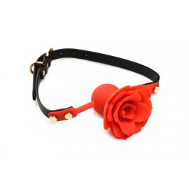 Силіконовий кляп з трояндою Master Series: Blossom Silicone Rose Gag – Red - 1