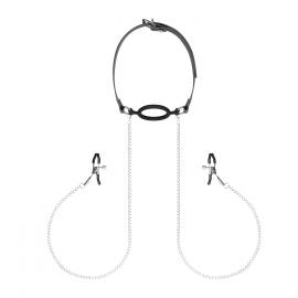Зажимы для сосков с кляпом Bedroom Fantasies Nipple Clamps & Silicone Gag Ring - 4