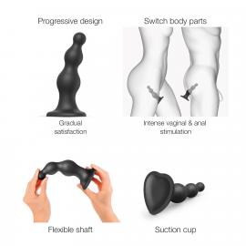 Насадка для страпону Strap-On-Me Dildo Plug Beads Black  L - 5