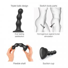Насадка для страпону Strap-On-Me Dildo Plug Balls Black S - 5