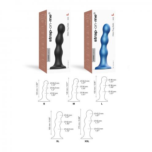 Насадка для страпону Strap-On-Me Dildo Plug Balls Black XL