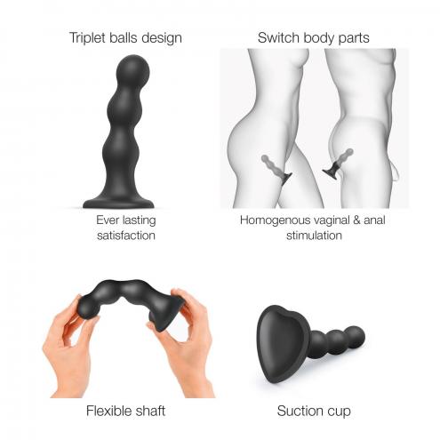 Насадка для страпону Strap-On-Me Dildo Plug Balls Black XL