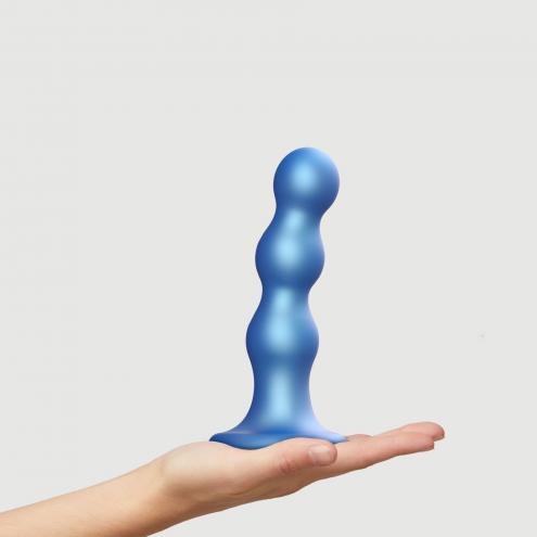 Насадка для страпону Strap-On-Me Dildo Plug Balls Blue Metallic L