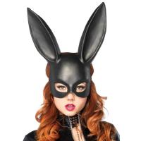 (SALE) Маска кролика Leg Avenue Masquerade Rabbit Mask Black, довгі вушка, на резинці