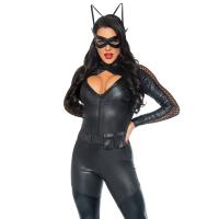 Еротичний костюм супергероя-кішечки Leg Avenue Wicked Kitty М, комбінезон, пояс, маска, вушка