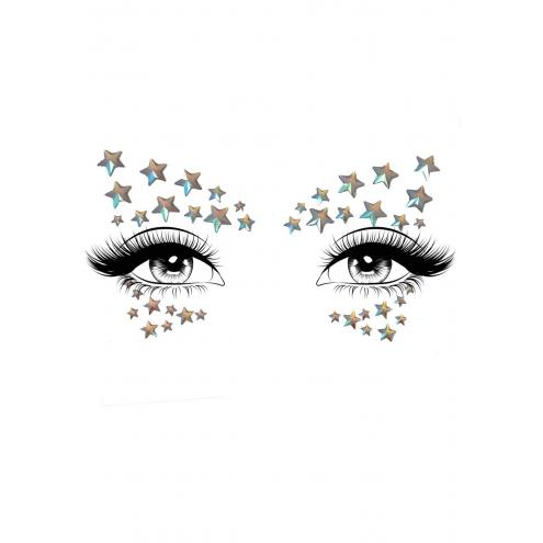 Прикраса-зірочки для тіла Leg Avenue Celeste face jewels sticker, наклейки, світяться у темряві