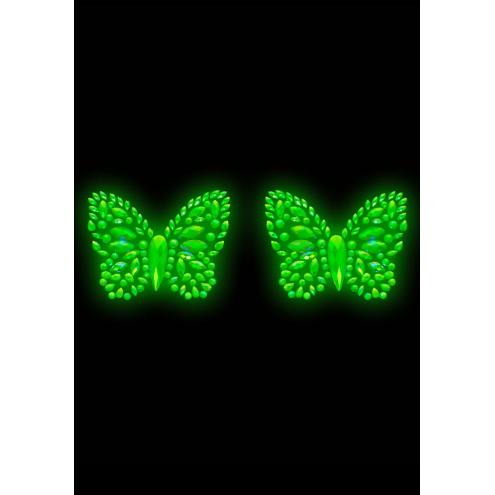 Пэстис-бабочки из кристаллов Leg Avenue Chrysallis nipple sticker, наклейки, светятся в темноте