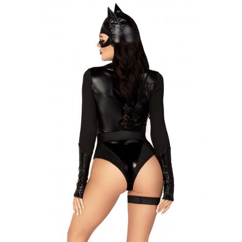 Еротичний костюм кішечки Leg Avenue Fierce Feline XS, боді, пояс з підв'язкою, маска кішки