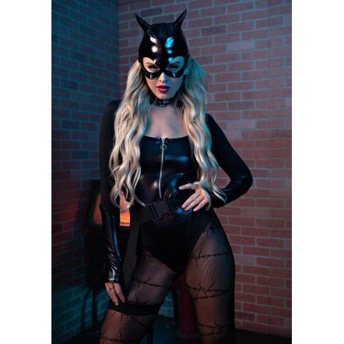 Еротичний костюм кішечки Leg Avenue Fierce Feline L, боді, пояс з підв'язкою, маска кішки