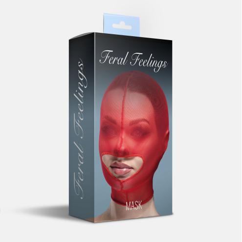 Маска сітка з відкритим ротом Feral Feelings - Hood Mask Red