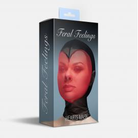 Маска серце сітка із повністю закритим обличчям Feral Feelings - Hearts Mask Black/Red - 2