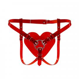 Трусики Сердце для страпона Feral Feelings - Hearts Strap-on Belt Red Trasparent - 1