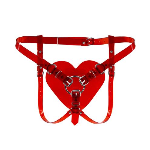 Трусики Сердце для страпона Feral Feelings - Hearts Strap-on Belt Red Trasparent