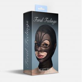 Маска серце сітка з відкритим ротом та очима Feral Feelings - Hearts Mask Black/Black - 2