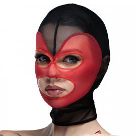 Маска серце сітка з відкритим ротом та очима Feral Feelings - Hearts Mask Black/Red - 1