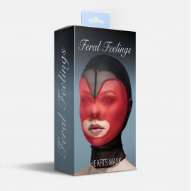 Маска серце сітка з відкритим ротом Feral Feelings - Hearts Mask Black/Red - 2