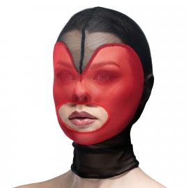 Маска серце сітка з відкритим ротом Feral Feelings - Hearts Mask Black/Red - 1