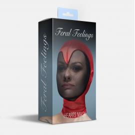 Маска серце сітка із повністю закритим обличчям Feral Feelings - Hearts Mask Red/Black - 2