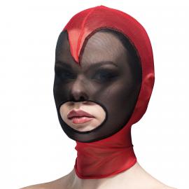 Маска серце сітка з відкритим ротом Feral Feelings - Hearts Mask Red/Black - 1