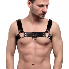 Чоловіча портупея з натуральної шкіри Feral Feelings - Bulldog Harness Black - 1