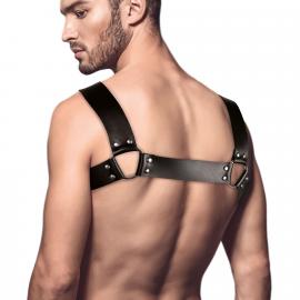 Чоловіча портупея з натуральної шкіри Feral Feelings - Bulldog Harness Black - 3