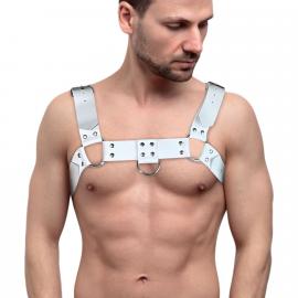 Чоловіча портупея з натуральної шкіри Feral Feelings - Bulldog Harness White - 1