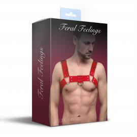 Чоловіча портупея з натуральної шкіри Feral Feelings - Bulldog Harness Red - 3