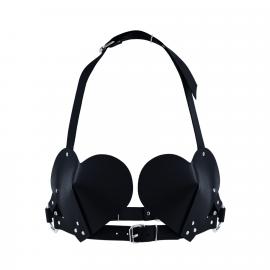 Ліф Серце з натуральної шкіри Feral Feelings - Hearts Bra Black - 1