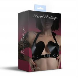 Ліф Серце з натуральної шкіри Feral Feelings - Hearts Bra Black - 4