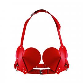 Лиф Сердце из натуральной кожи Feral Feelings - Hearts Bra Red - 1