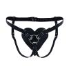 Трусики Сердце для страпона из натуральной кожи Feral Feelings - Hearts Strap-on Belt Black