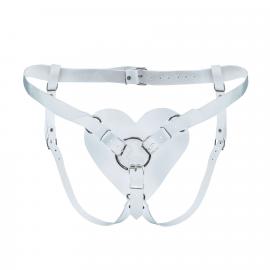 Трусики Сердце для страпона из натуральной кожи Feral Feelings - Hearts Strap-on Belt White - 1