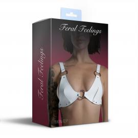 Ліф із натуральної шкіри Feral Feelings - Bikini Top White - 2