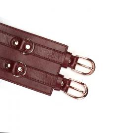 Шкіряний пояс для бондажу Liebe Seele Wine Red Waist Cuff L Size - 6
