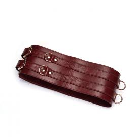 Шкіряний пояс для бондажу Liebe Seele Wine Red Waist Cuff L Size - 7