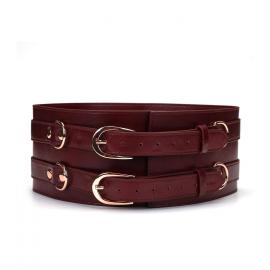 Шкіряний пояс для бондажу Liebe Seele Wine Red Waist Cuff L Size - 5