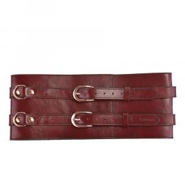 Шкіряний пояс для бондажу Liebe Seele Wine Red Waist Cuff L Size - 1