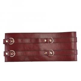 Шкіряний пояс для бондажу Liebe Seele Wine Red Waist Cuff L Size - 2