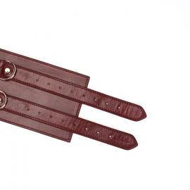 Шкіряний пояс для бондажу Liebe Seele Wine Red Waist Cuff L Size - 8