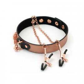 Нашийник із затискачами для сосків Liebe Seele Rose Gold Memory Collar with Nipple Clamps - 10