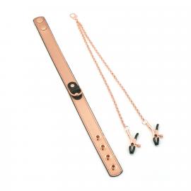 Нашийник із затискачами для сосків Liebe Seele Rose Gold Memory Collar with Nipple Clamps - 6