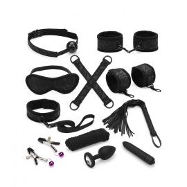 Набір Liebe Seele Black Lace and Neoprene 11pcs Bondage Kit, анальна пробка з кристалом, вібропуля - 1