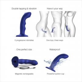 Насадка для страпону з подвійною точковою пульсацією Strap-On-Me TAPPING DILDO WAVE - NIGHT BLUE - 3