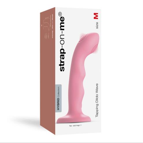 Насадка для страпона с двойной точечной пульсацией Strap-On-Me TAPPING DILDO WAVE - CORAL PINK