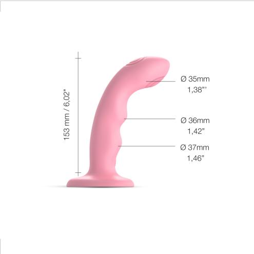 Насадка для страпона с двойной точечной пульсацией Strap-On-Me TAPPING DILDO WAVE - CORAL PINK