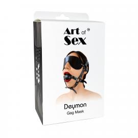 Кляп-маска Art of Sex - Deymon, экокожа, цвет черный - 4
